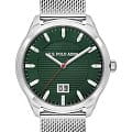 U.S. Polo Assn. U.S. Polo Assn USPA1087-01  USPA1087-01 кварцевые мужские часы  зеленый циферблат, браслет нержавеющая сталь — вид спереди